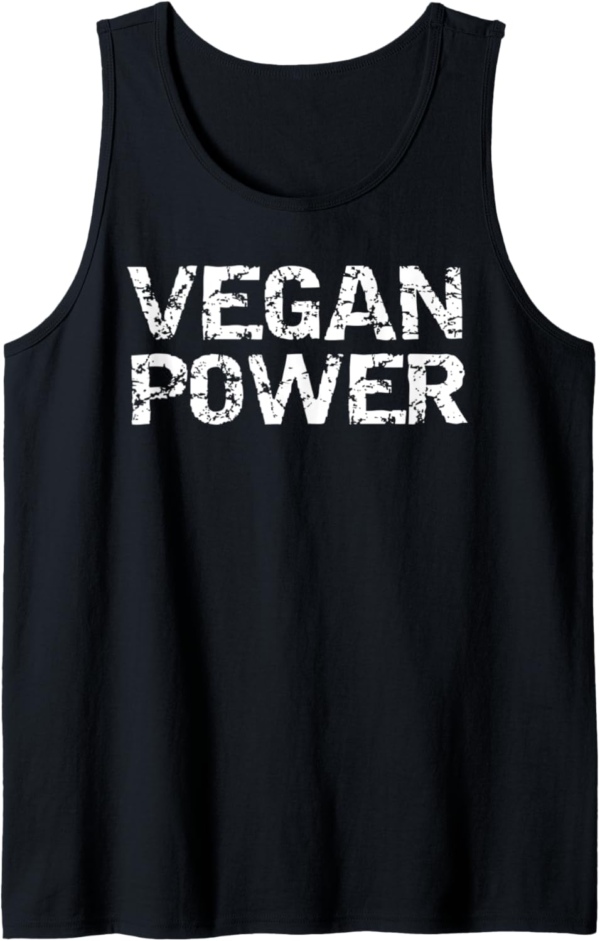 Vegan Workout Gift for Men Funny Distressed Vegan Power Tank... - Image 2